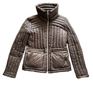 Michael Kors Packable Down Fill Women’s Brown Size M Zip Front Jacket Pockets